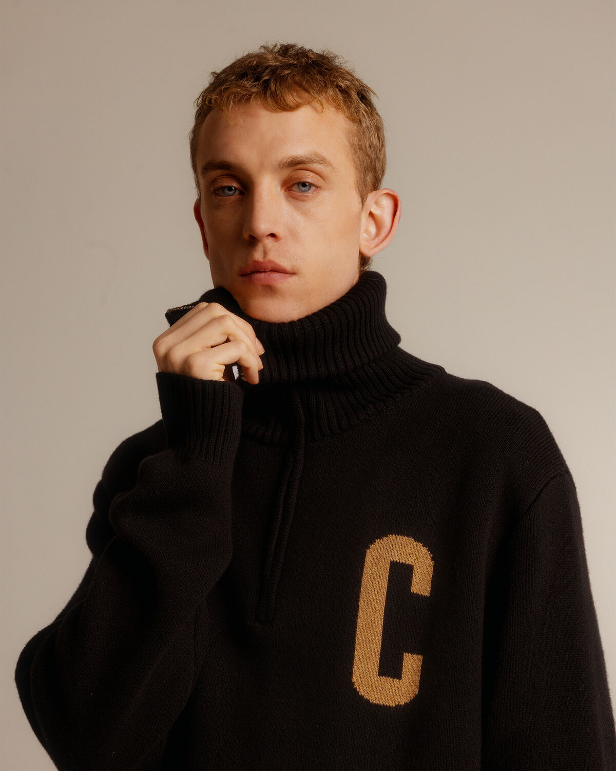 Half Zip C- Knit, Black, hi-res