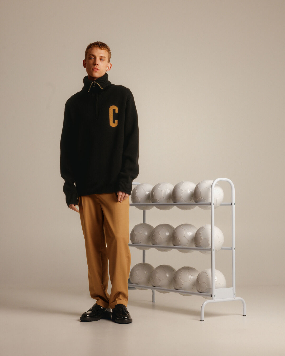 Half Zip C- Knit, Black, hi-res