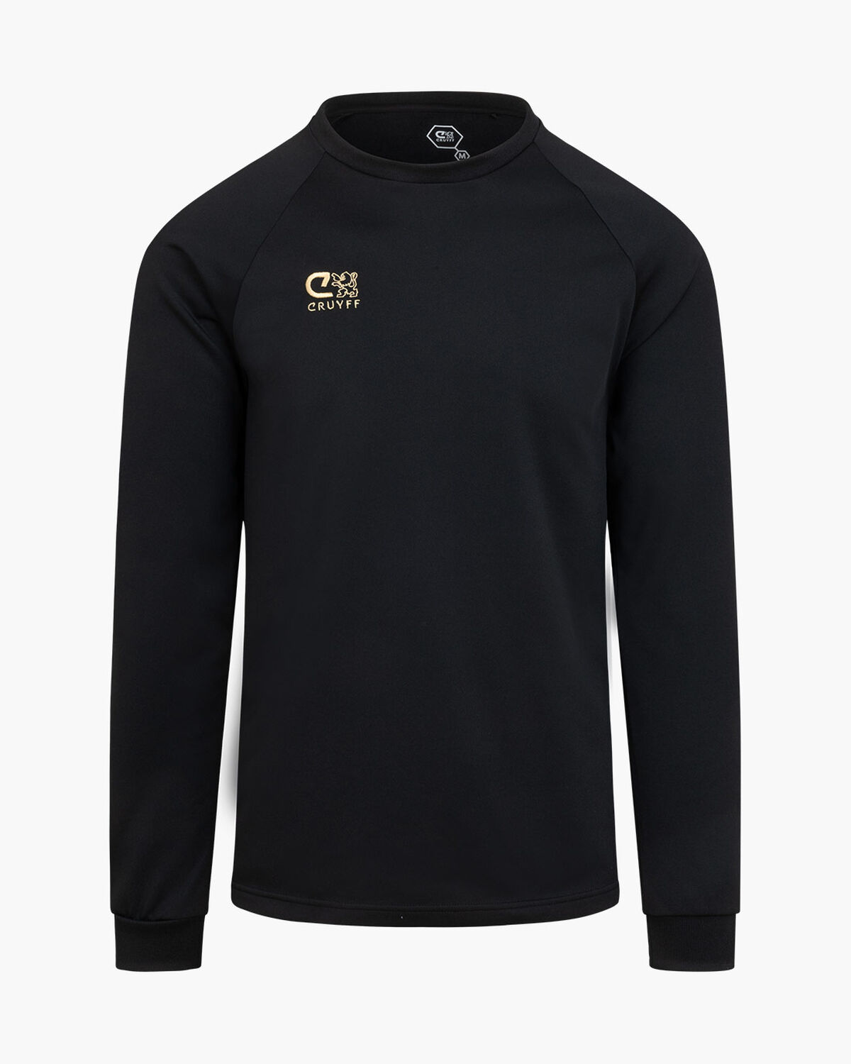 Cruyff Turn Tech Crew Top Senior, Black/Gold, hi-res