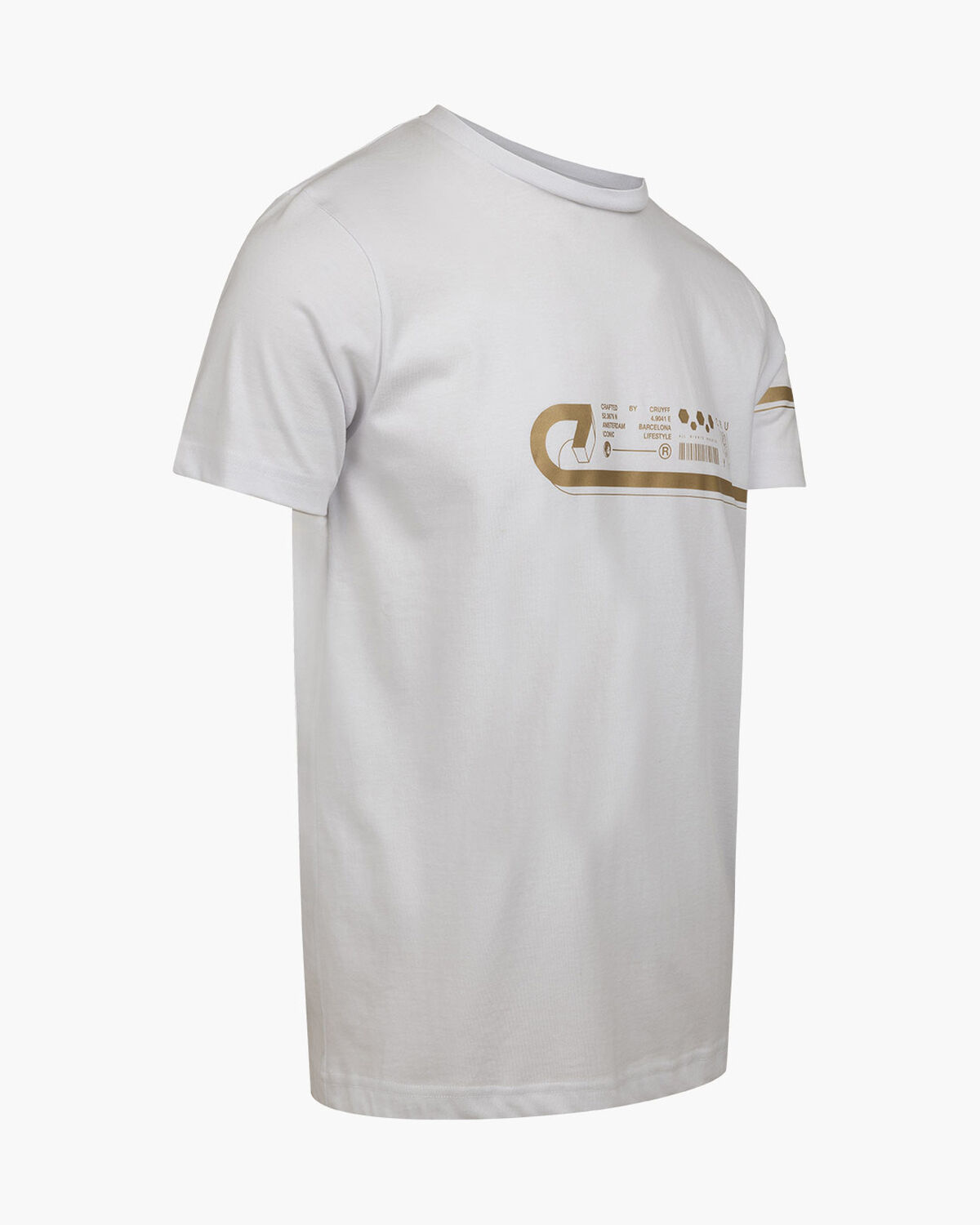 Ezra Tee - 100% Cotton, White/Gold, hi-res