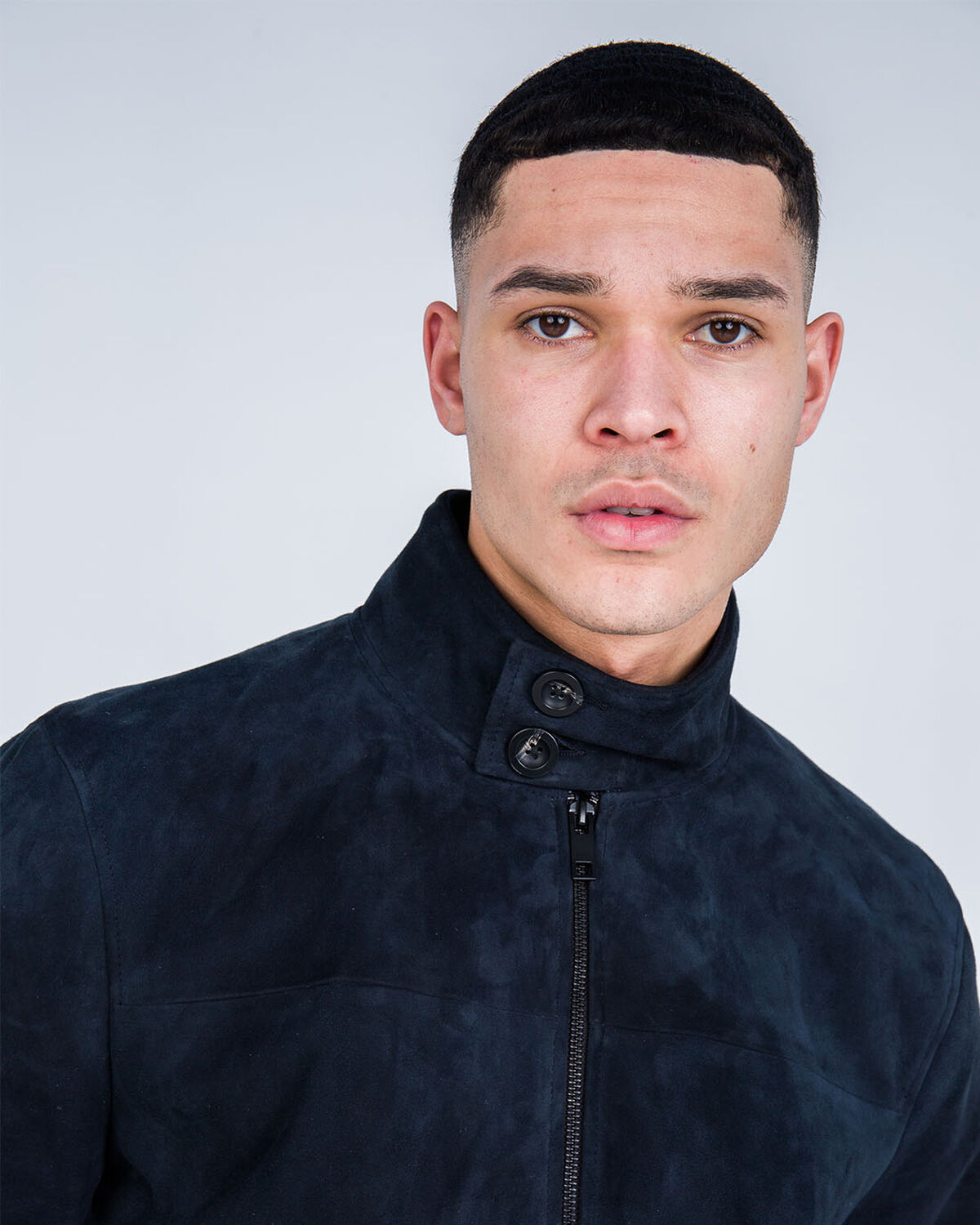 Dante Leather Harrington Jacket, Navy, hi-res
