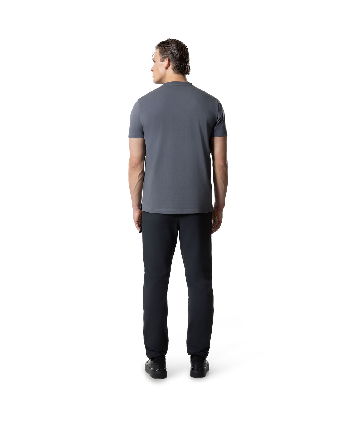 Glossy Chest Print Tee, Black, hi-res
