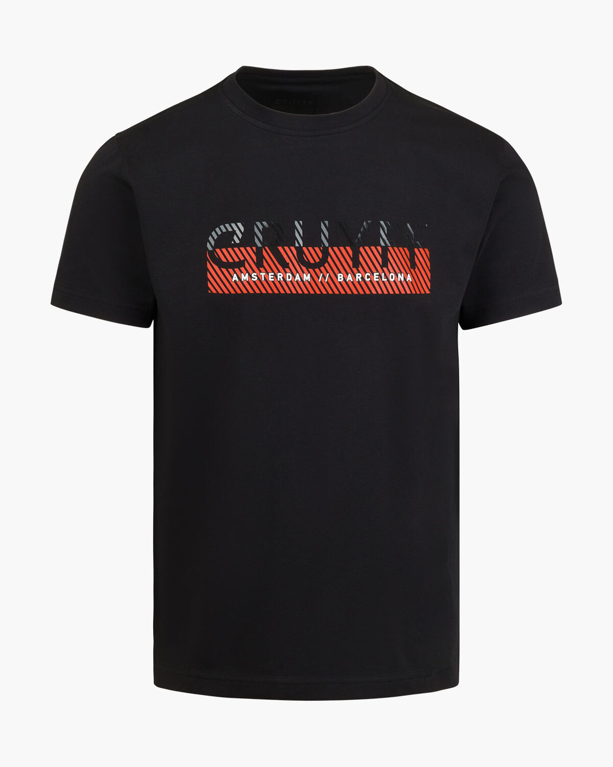 Glossy Chest Print Tee, Black, hi-res