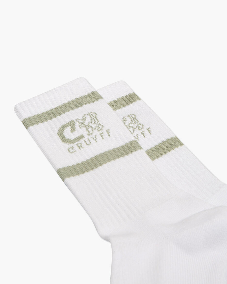 Hernandez 2 Stripe Sport Socks, White/Green, hi-res