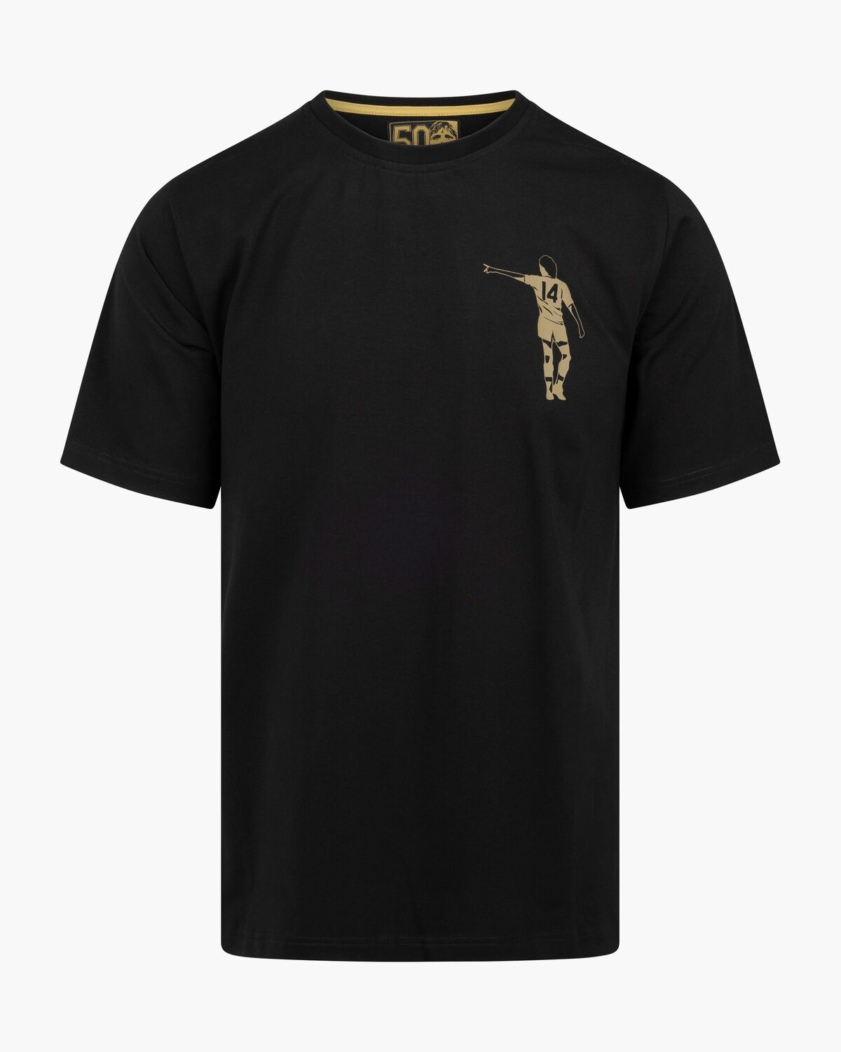 Dos Rayas Print Tee, Black/Gold, hi-res