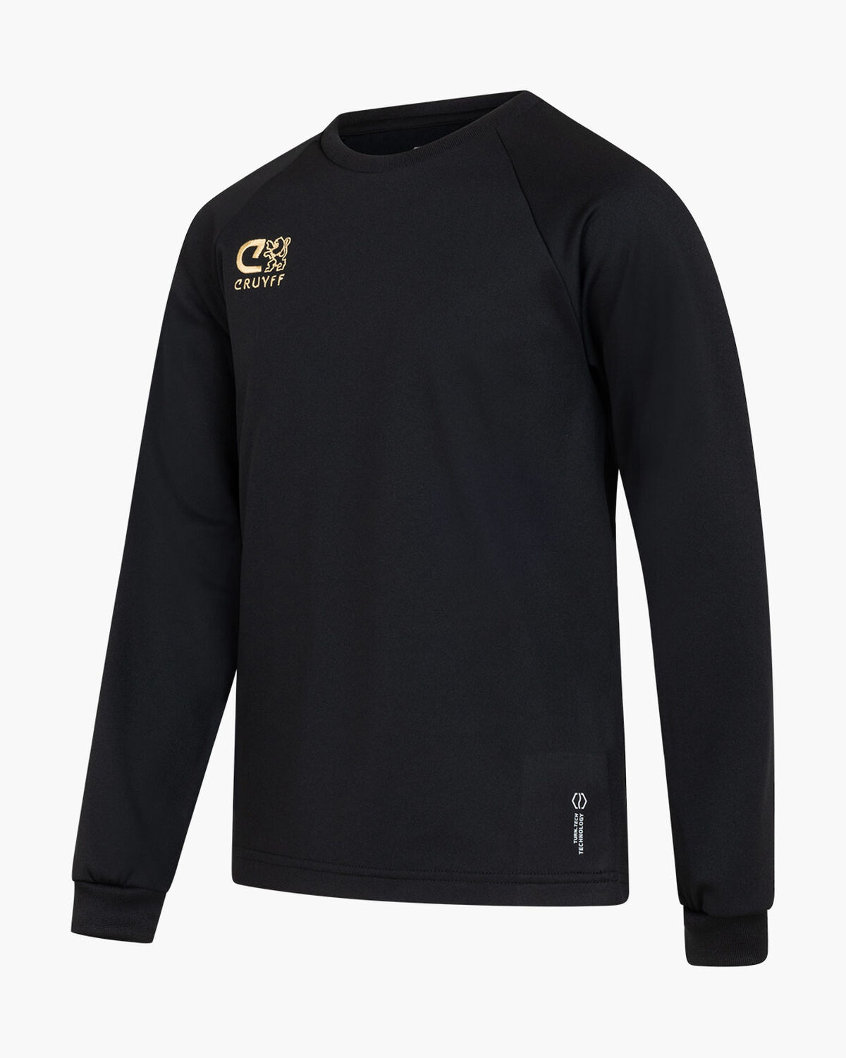 Cruyff Turn Tech Crew Top Junior, Black/Gold, hi-res