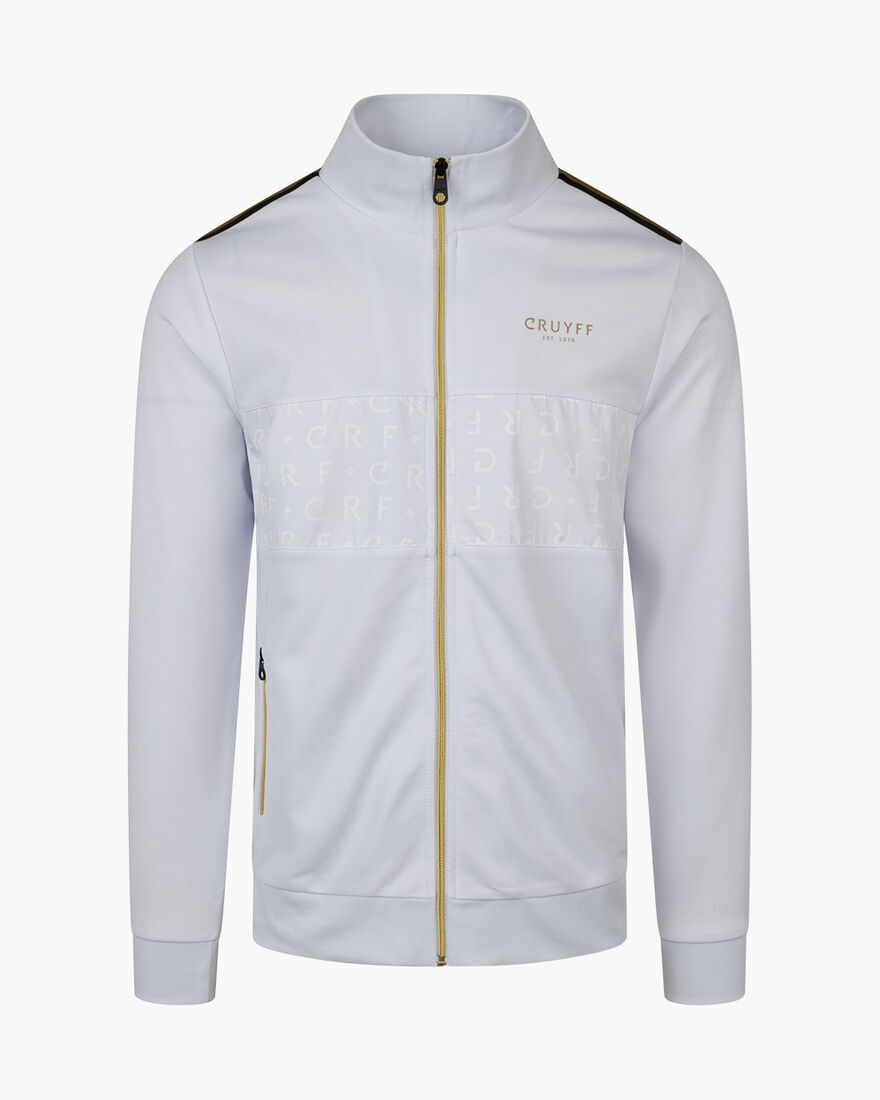 Gregory Track Top - 65% Polyester 35 % Cotton, White/Gold, hi-res