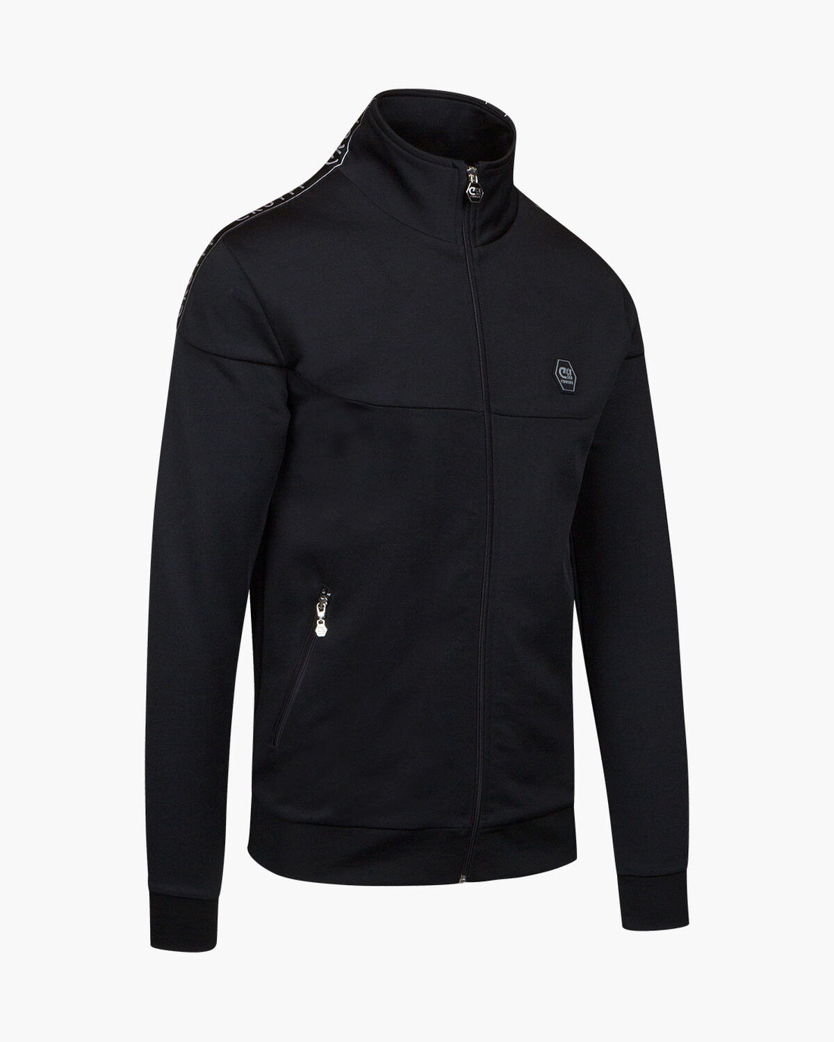 Valentini Track Top - Black/Silver - 65% Polyester, Black, hi-res