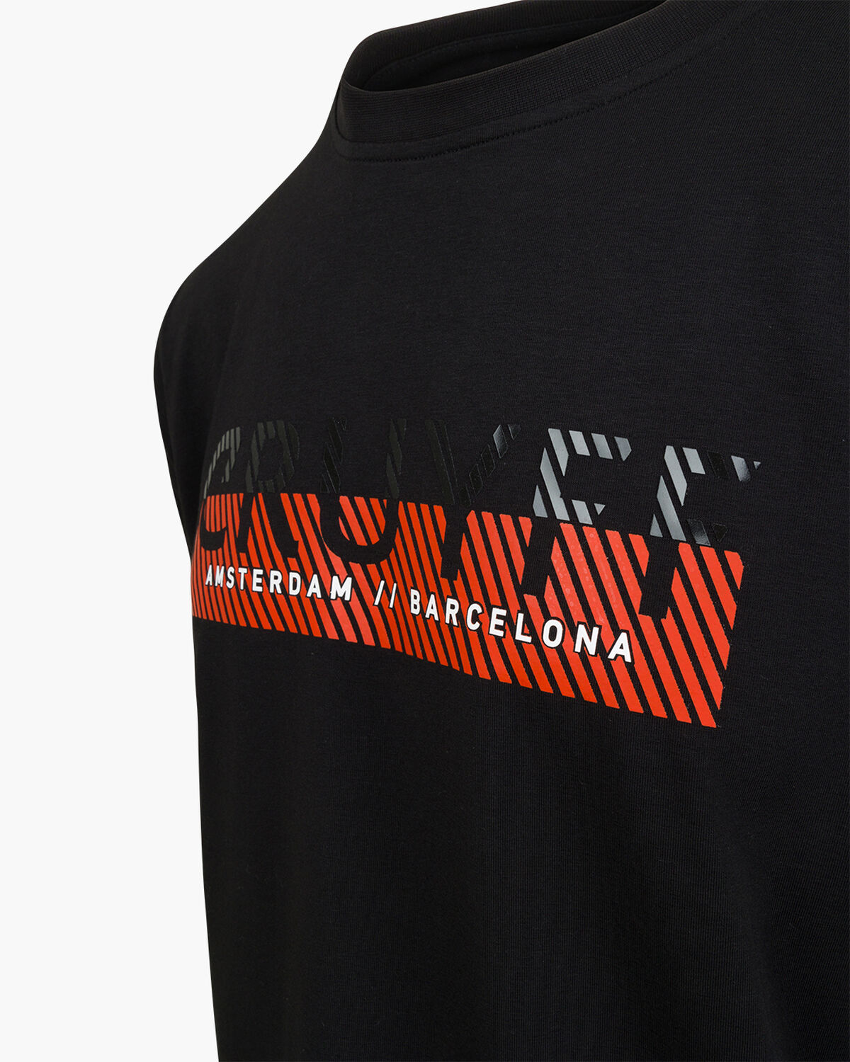 Glossy Chest Print Tee, Black, hi-res