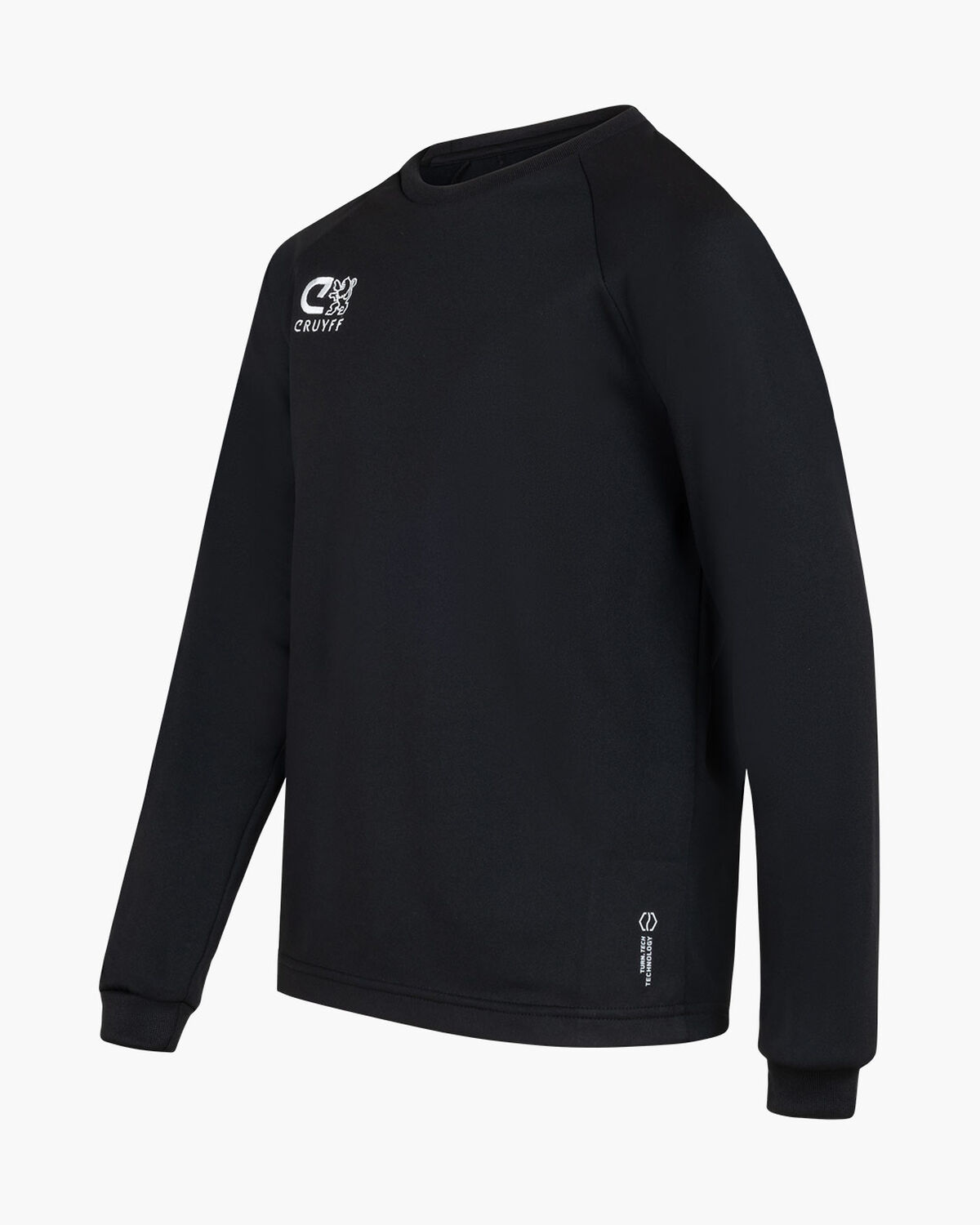 Cruyff Turn Tech Crew Top Junior, Black/White, hi-res