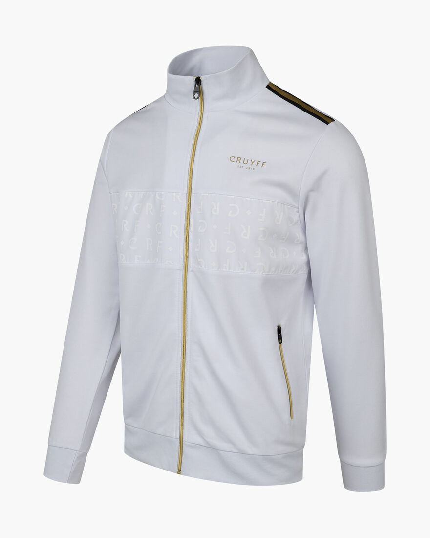 Gregory Track Top - 65% Polyester 35 % Cotton, White/Gold, hi-res