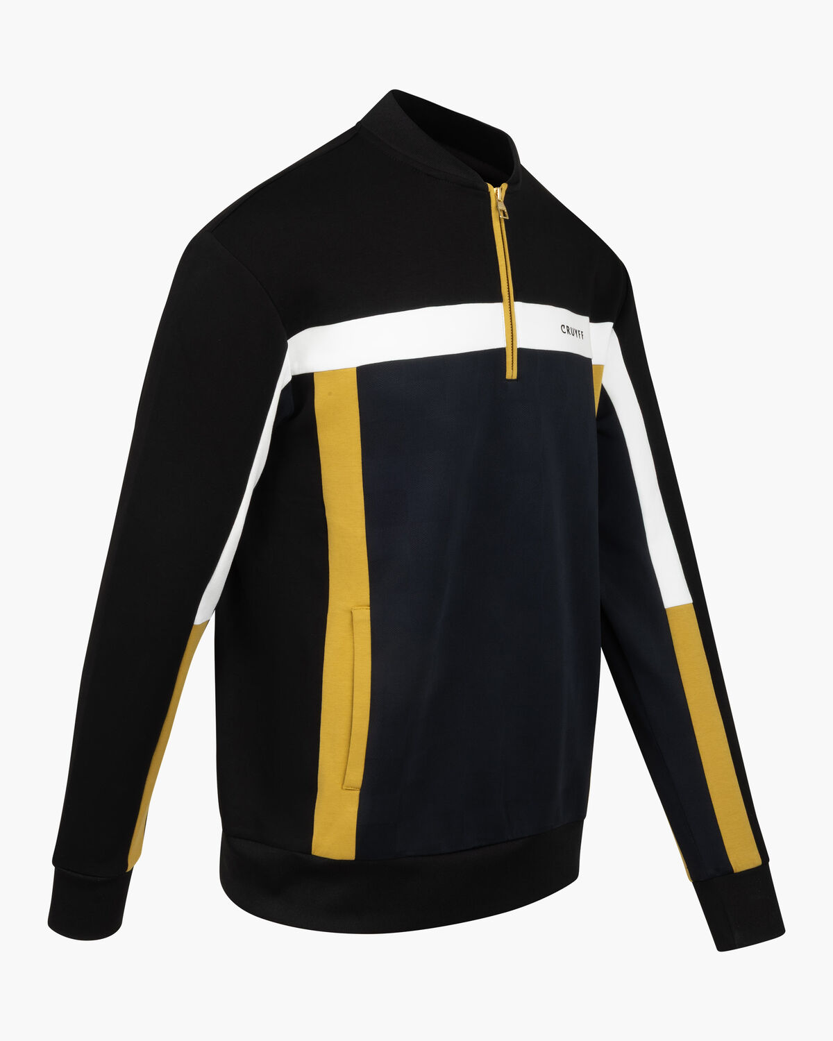 Check Half Zip, Black/Gold, hi-res