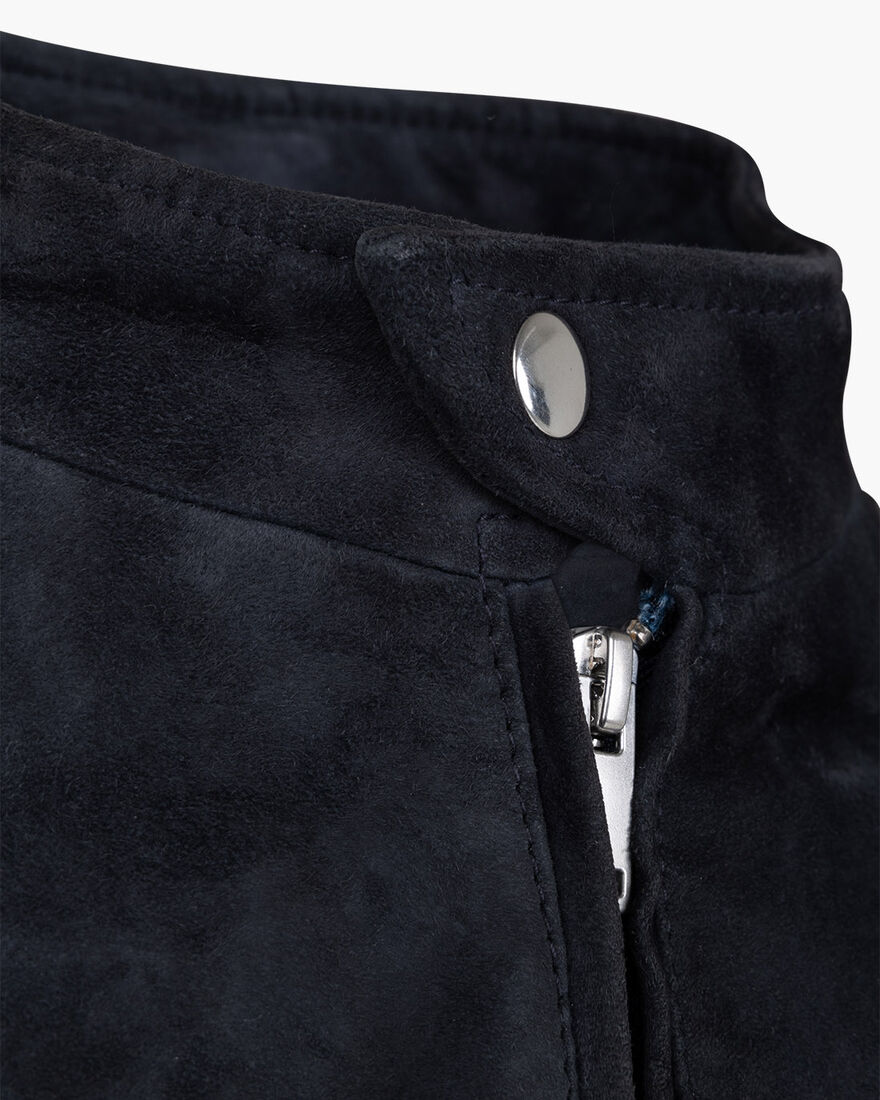 Esteban Suede Biker Jacket, Navy, hi-res