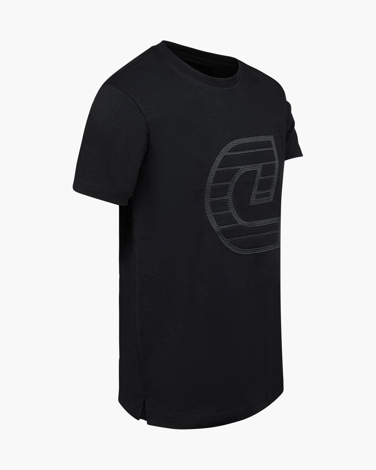 C-logo Herringbone Tee, Black, hi-res