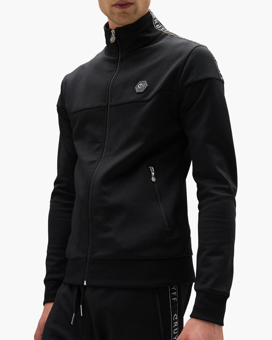 Valentini Track Top - Black/Silver - 65% Polyester, Black, hi-res
