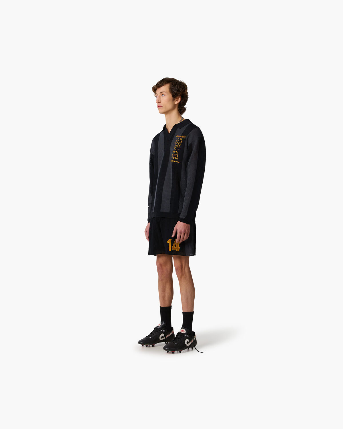 Knitted Football Tee, Black, hi-res