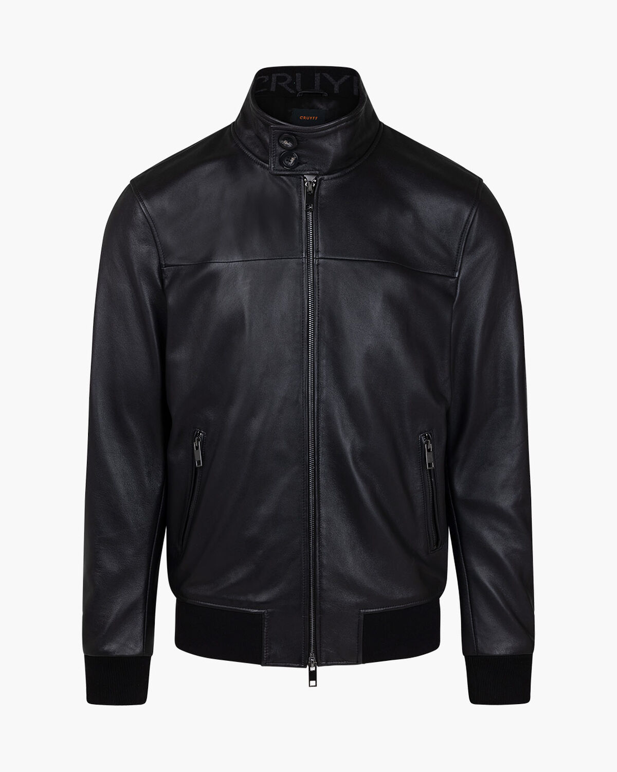 Dante Leather Harrington Jacket, Black, hi-res