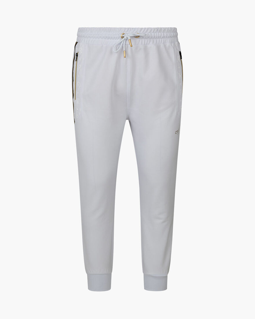Gregory Track Pants - 65% Polyester 35 % Cotton, White/Gold, hi-res