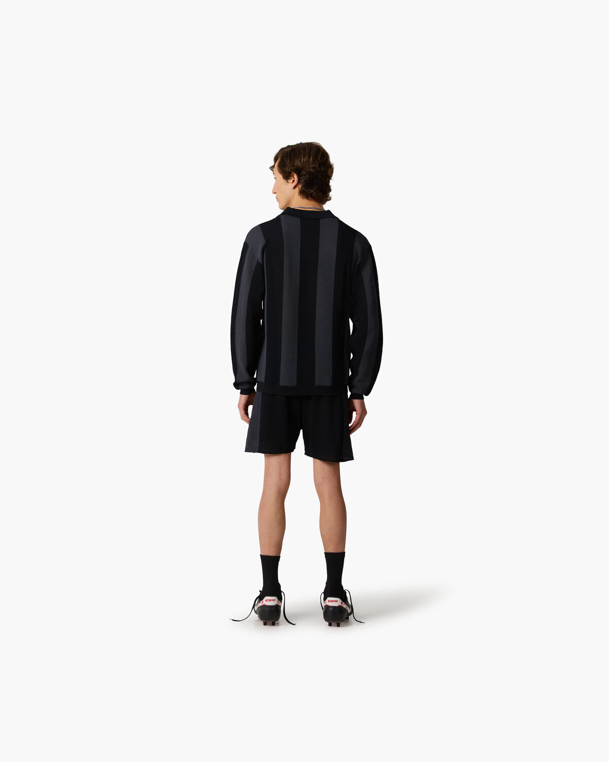 Knitted Football Tee, Black, hi-res
