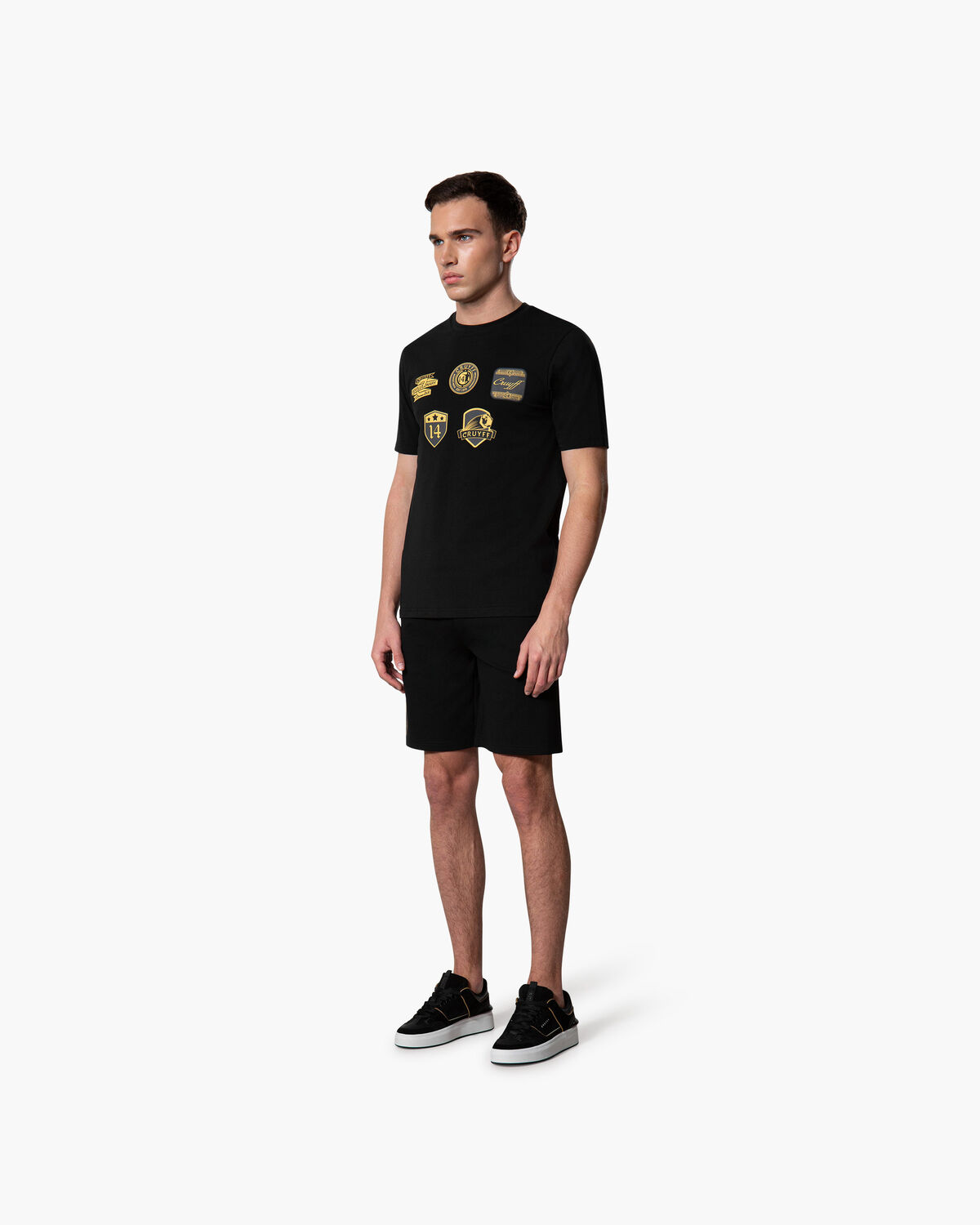 Badge Tee, Black/Gold, hi-res