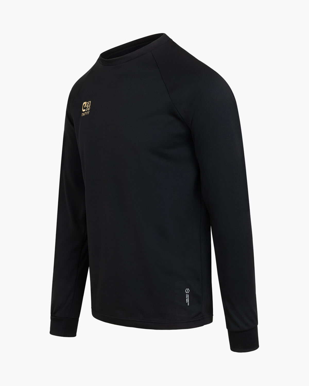 Cruyff Turn Tech Crew Top Senior, Black/Gold, hi-res