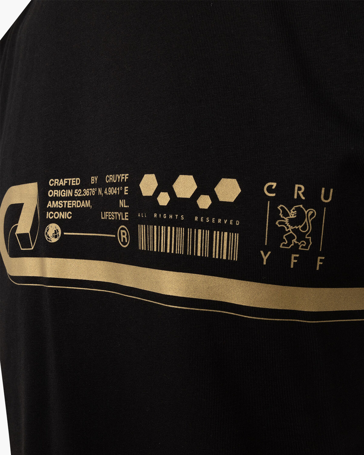 Ezra Tee - 100% Cotton, Black/Gold, hi-res