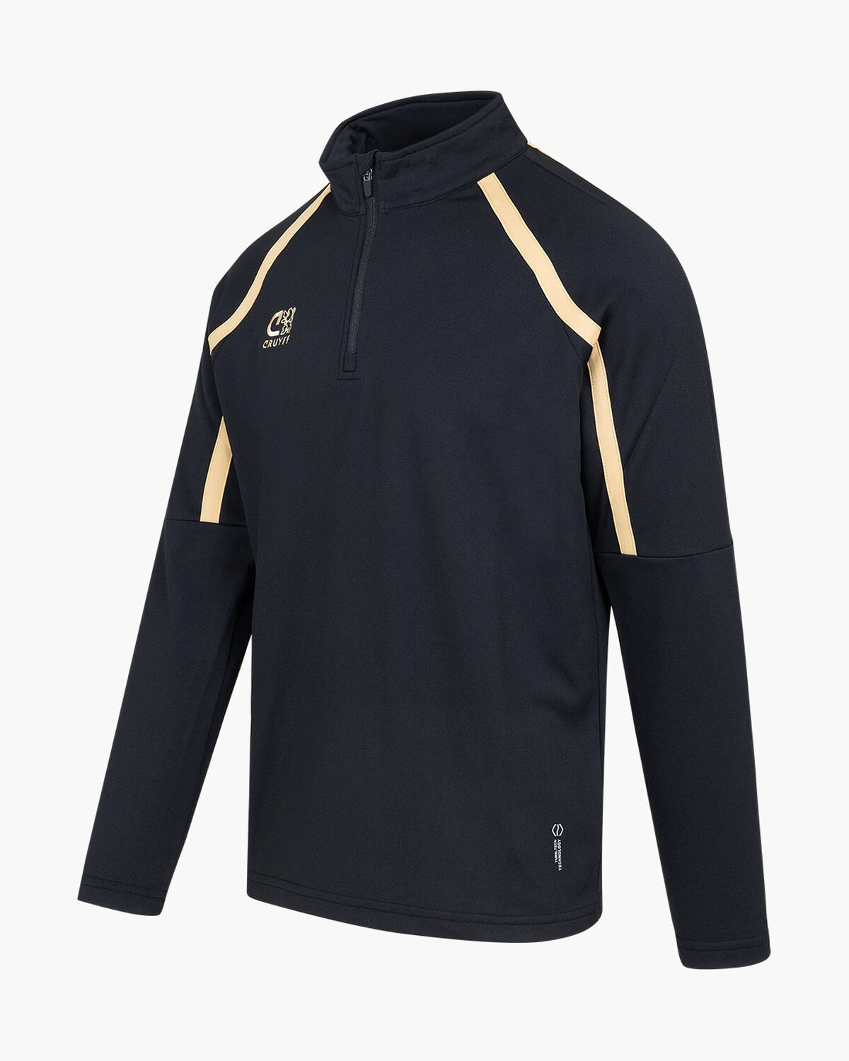 Cruyff Tech Turn Half Zip Seni, Black/Gold, hi-res