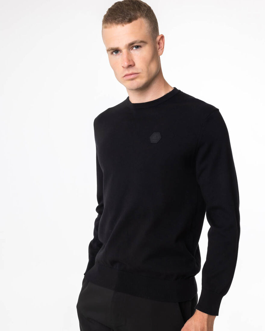 Basco Jumper - Cotton, Black, hi-res