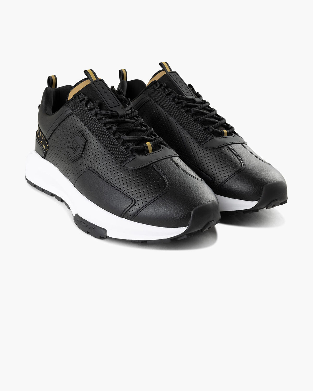Subutai - Perforated Soft Leather/Tumbled, Black/Gold, hi-res