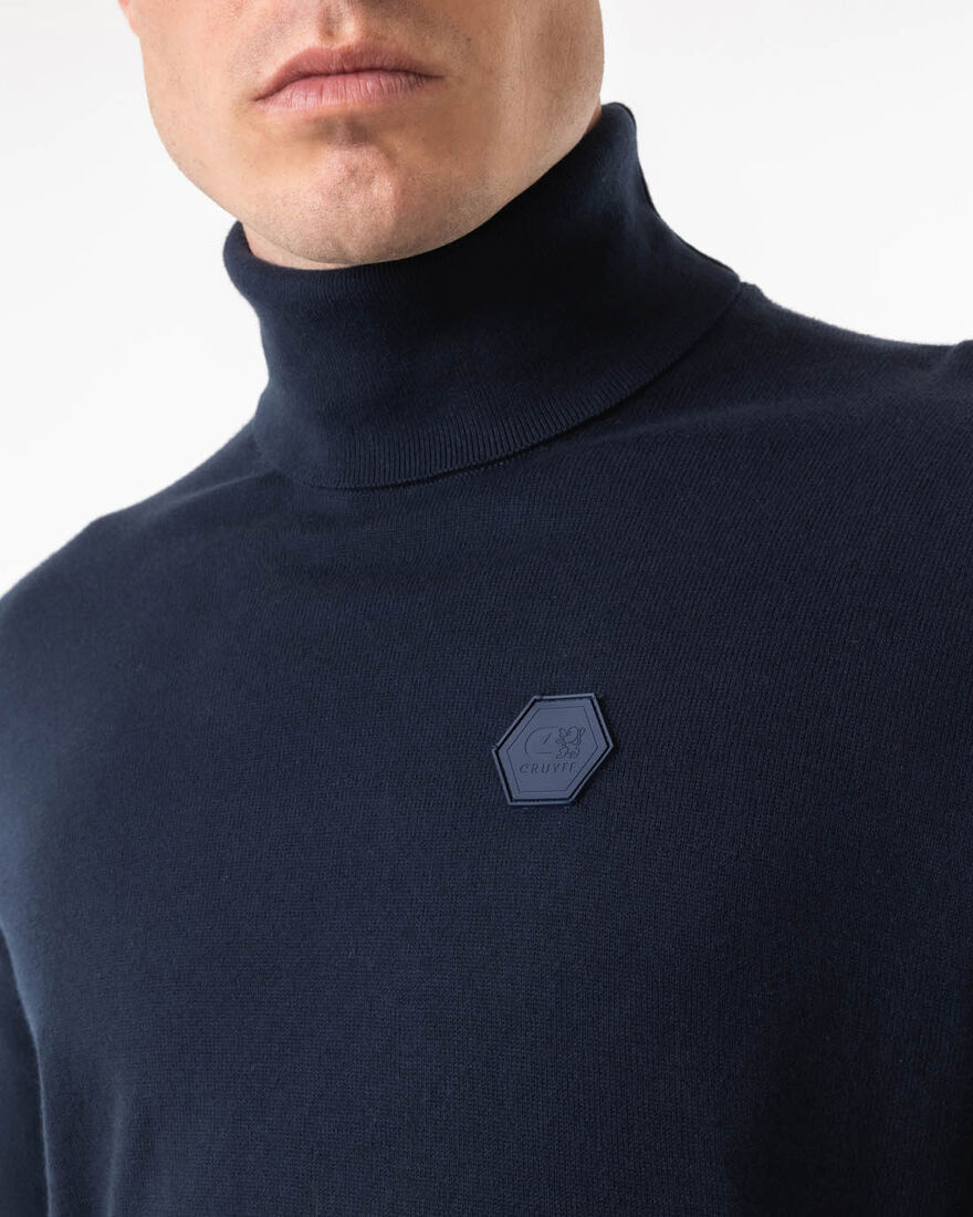 Basco Turtle Neck - Cotton, Navy, hi-res