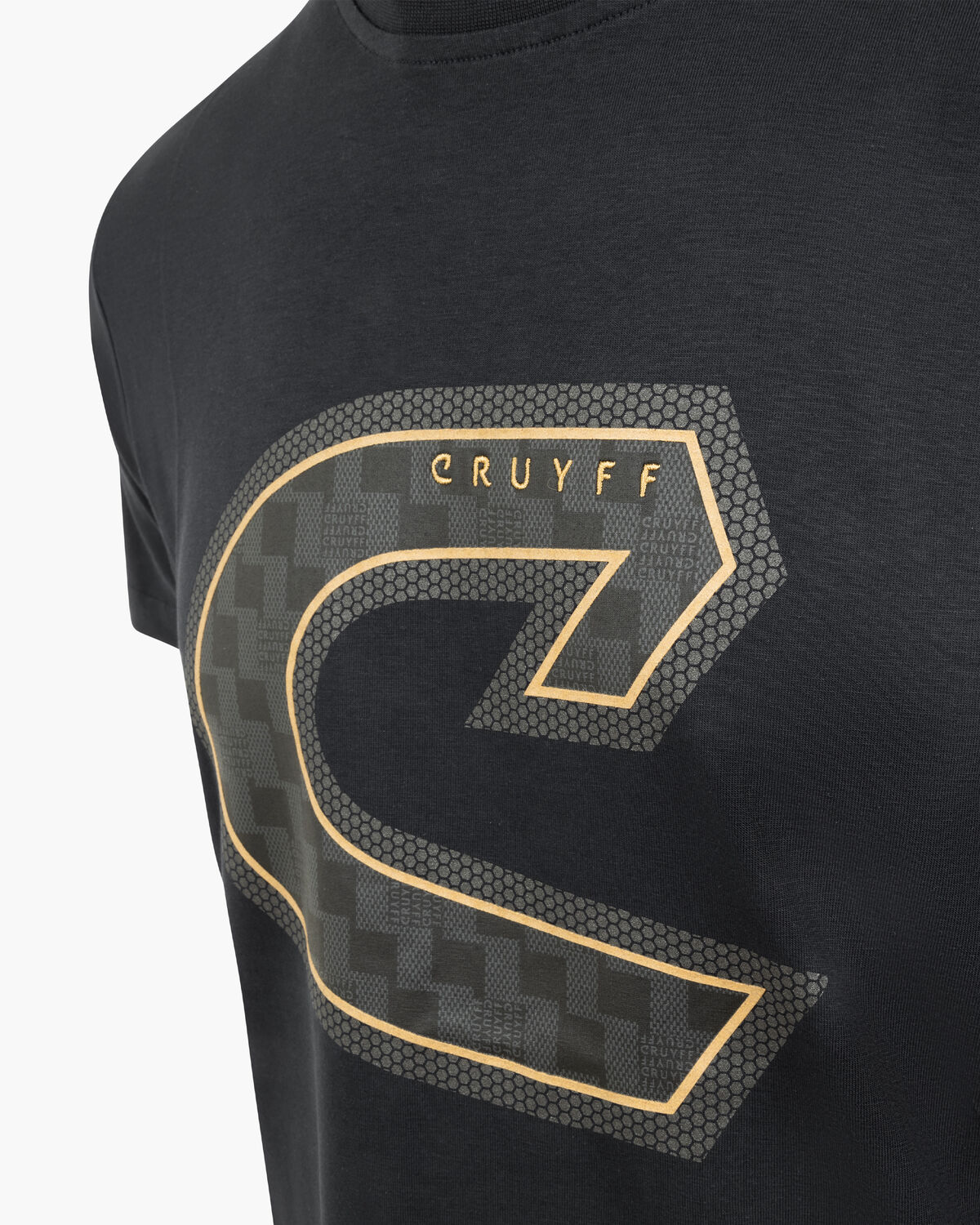 Fuzeknit C-Logo Tee, Black/Gold, hi-res