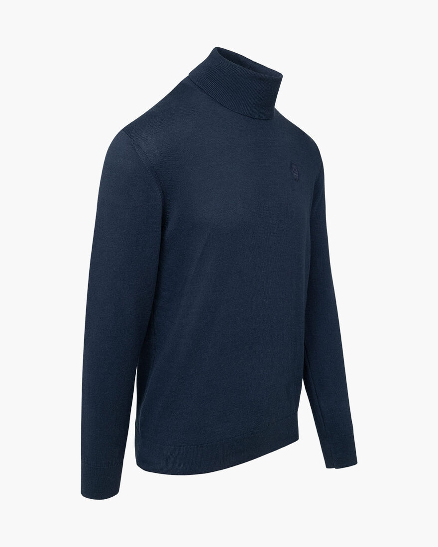 Basco Turtle Neck - Cotton, Navy, hi-res