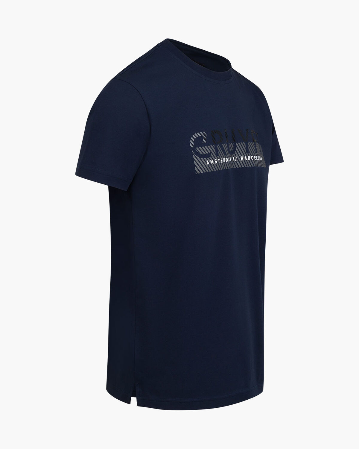 Glossy Chest Print Tee, Navy, hi-res