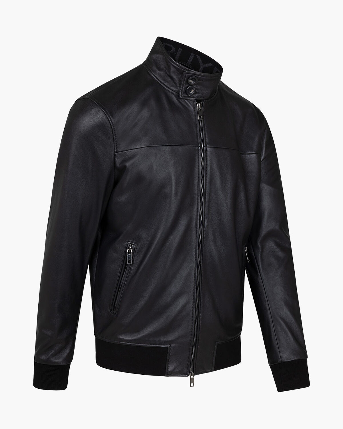 Dante Leather Harrington Jacket, Black, hi-res