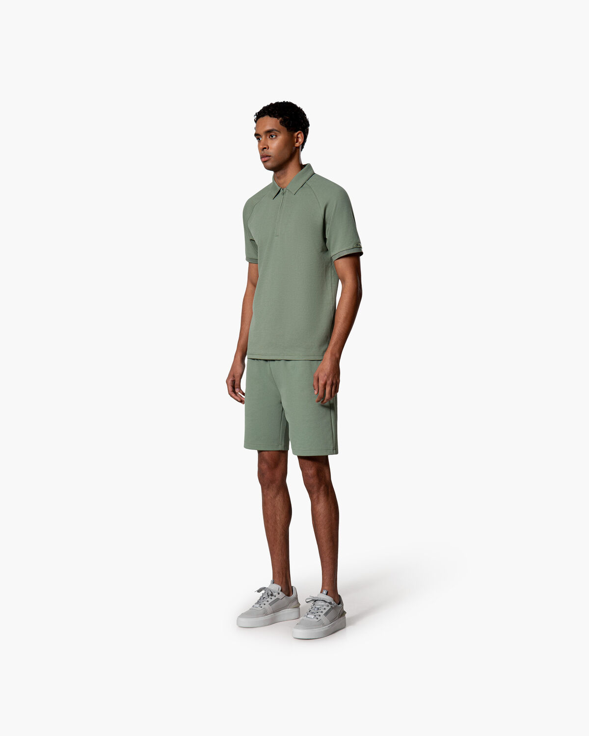 Twill Polo, Grey/Green, hi-res