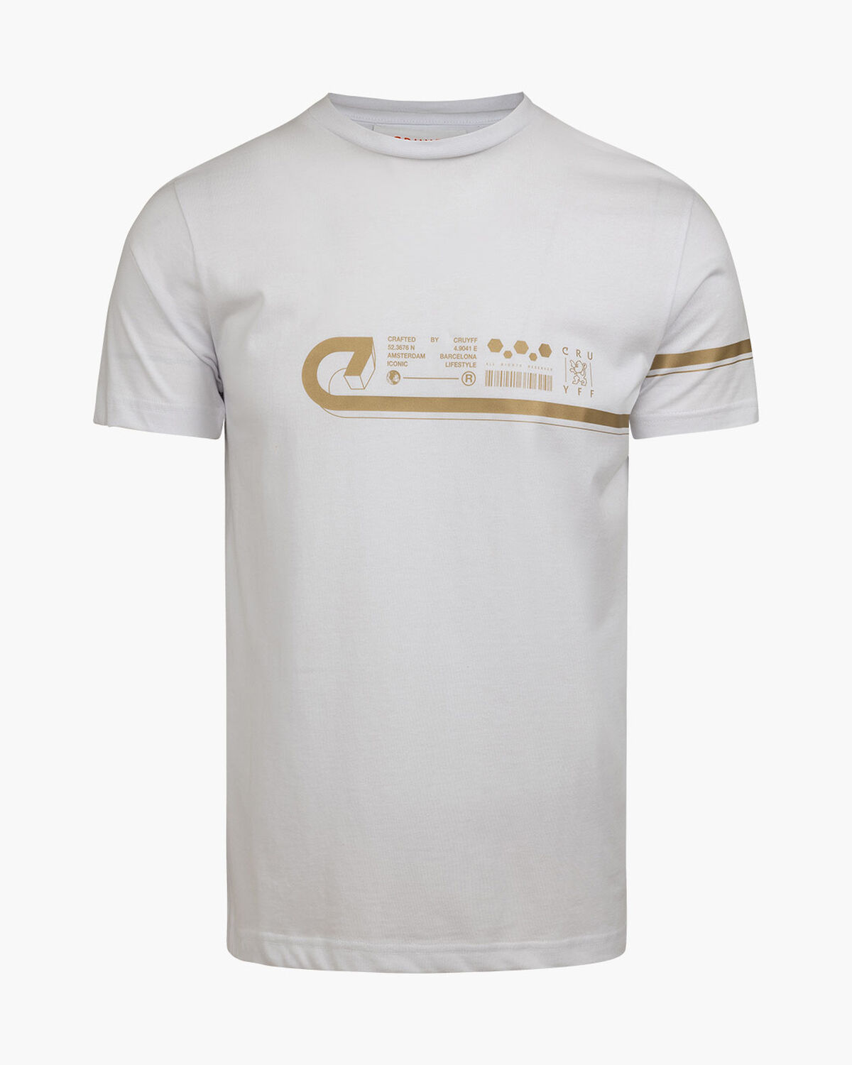 Ezra Tee - 100% Cotton, White/Gold, hi-res