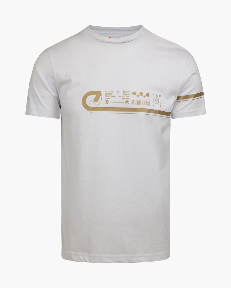 Ezra Tee - 100% Cotton, White/Gold, hi-res