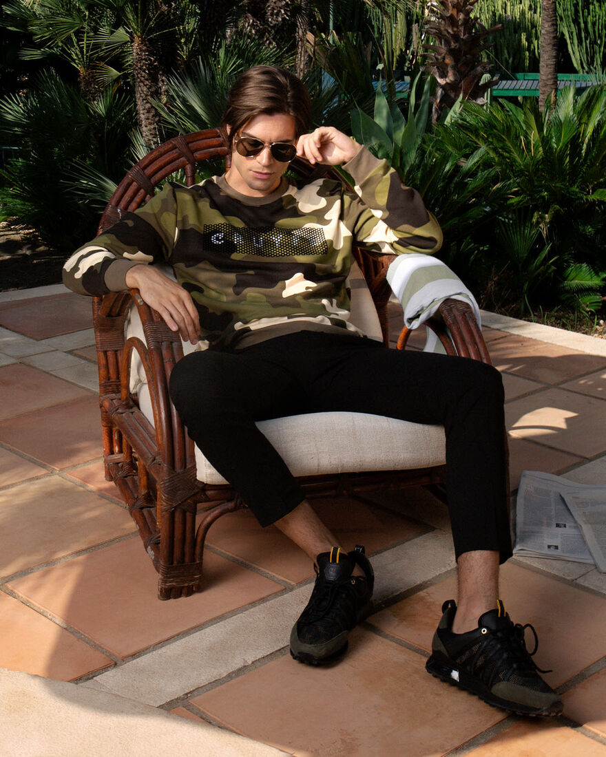 Camo Sweater  - 65% Cotton 35% Polyester, Army green, hi-res