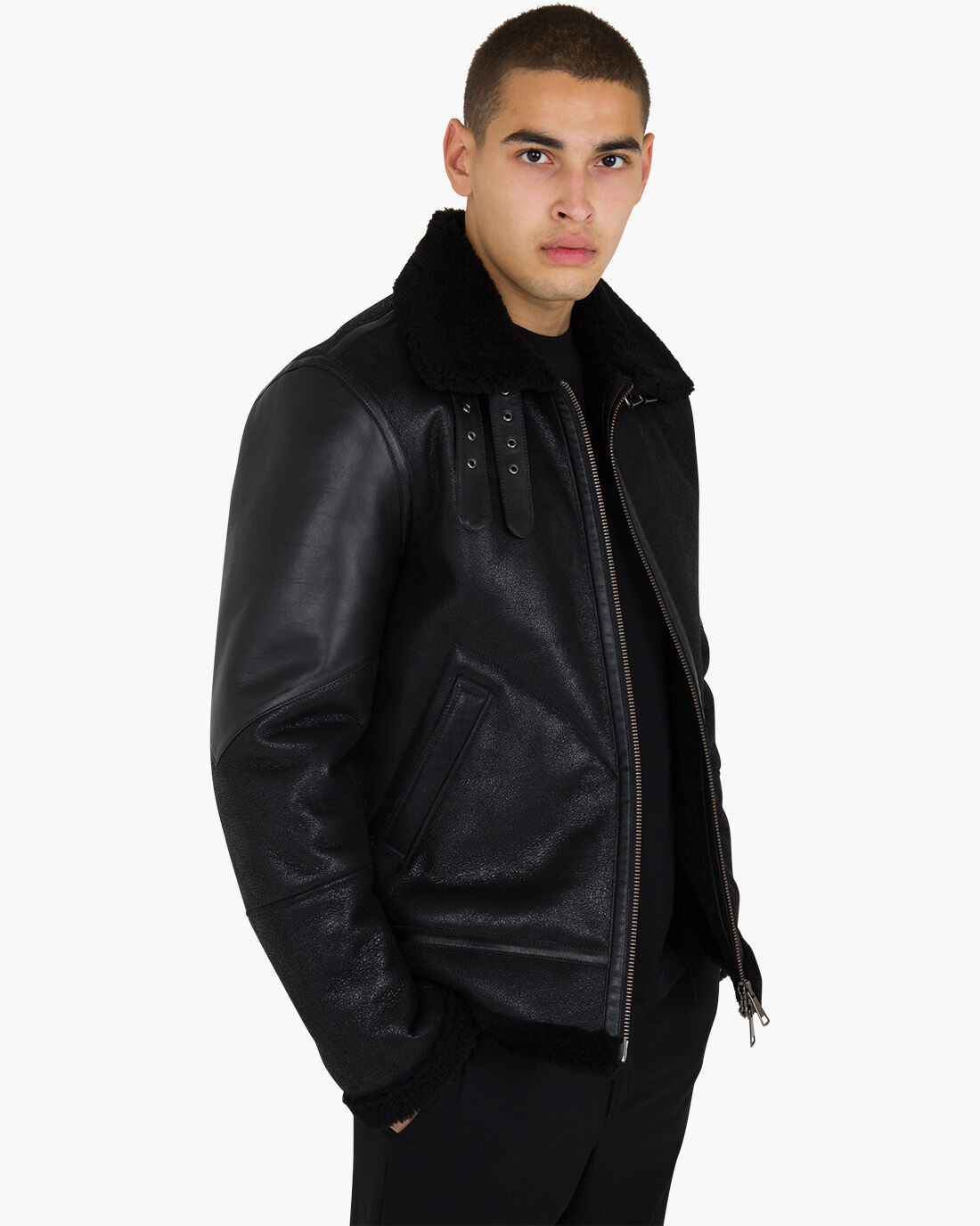 leather jacket with shearling