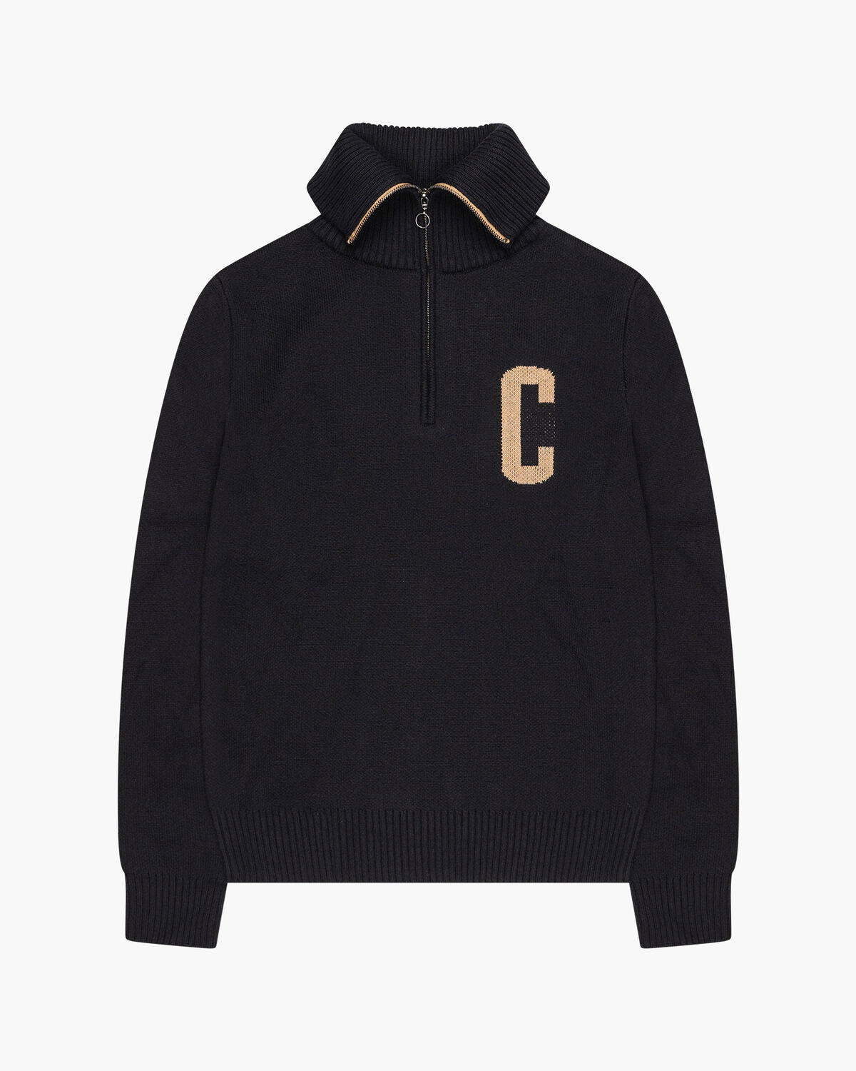 Half Zip C- Knit, Black, hi-res