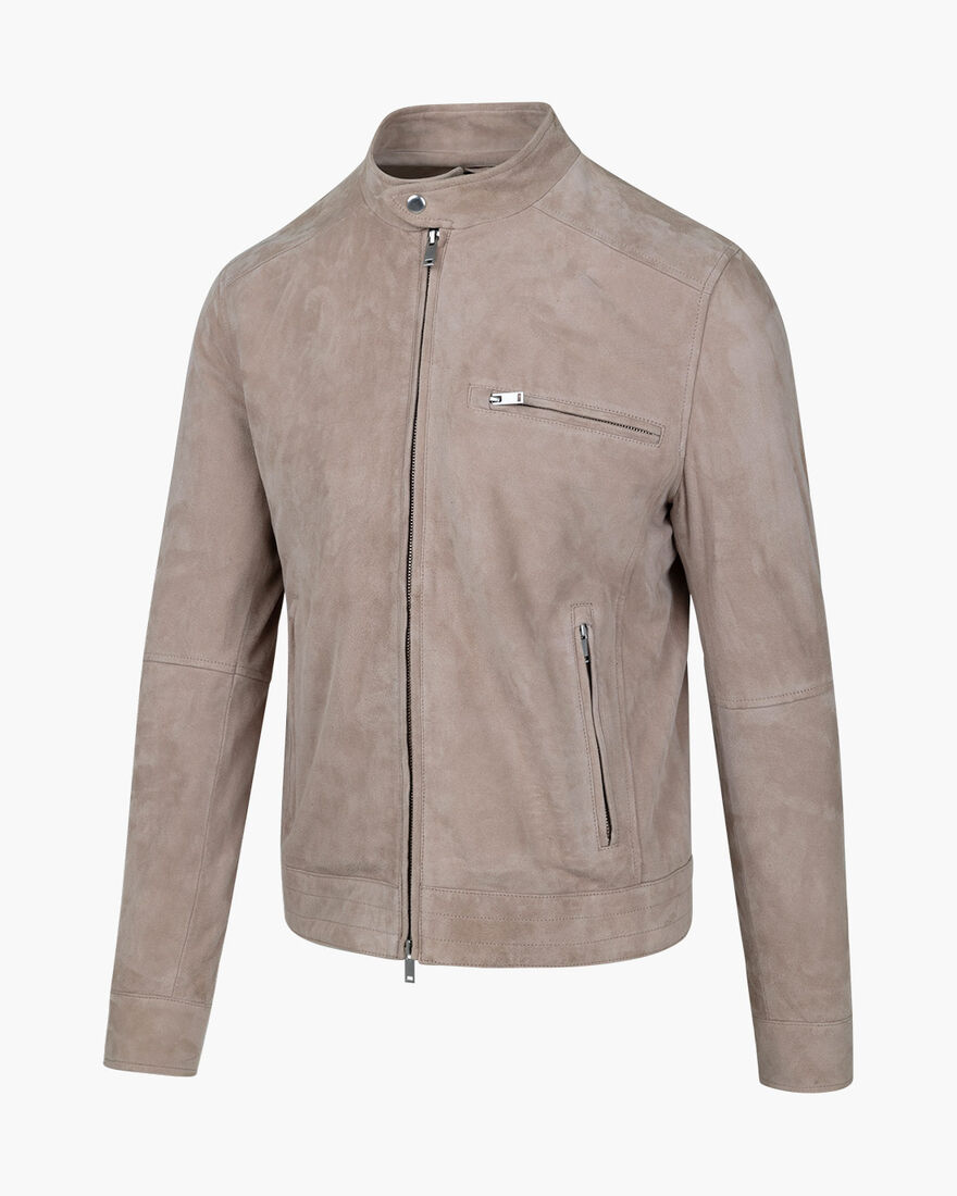 Esteban Suede Biker Jacket, Crème, hi-res