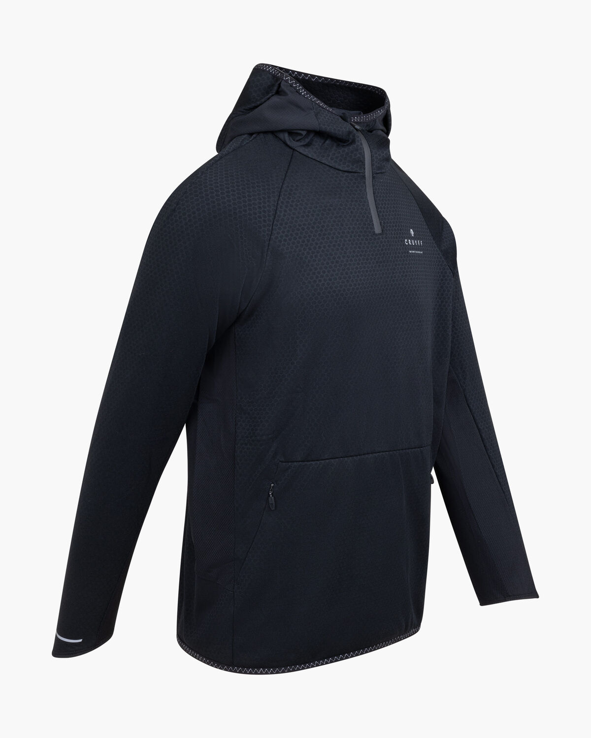 Solar 1/4 Zip Hood, Black, hi-res