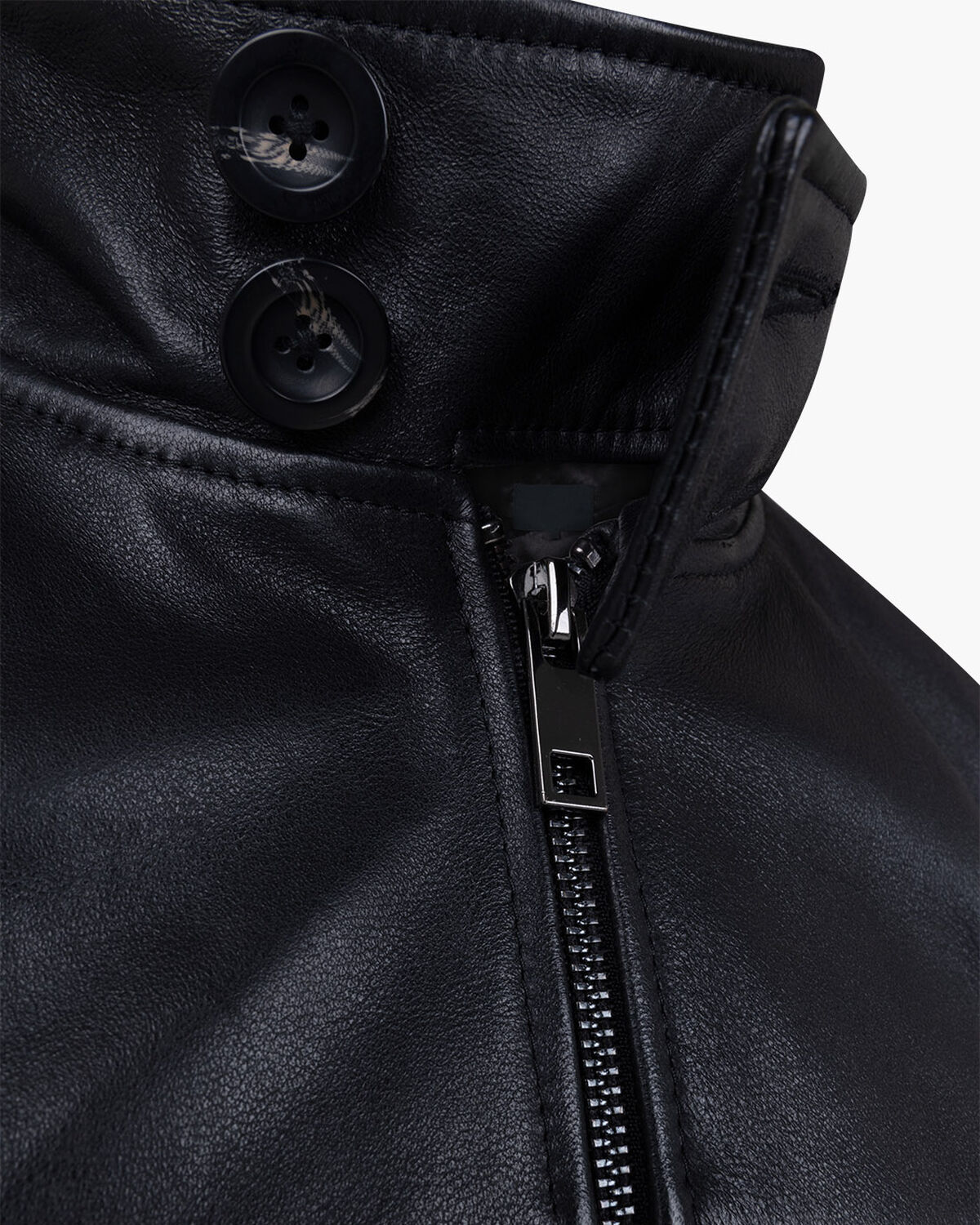 Dante Leather Harrington Jacket, Black, hi-res