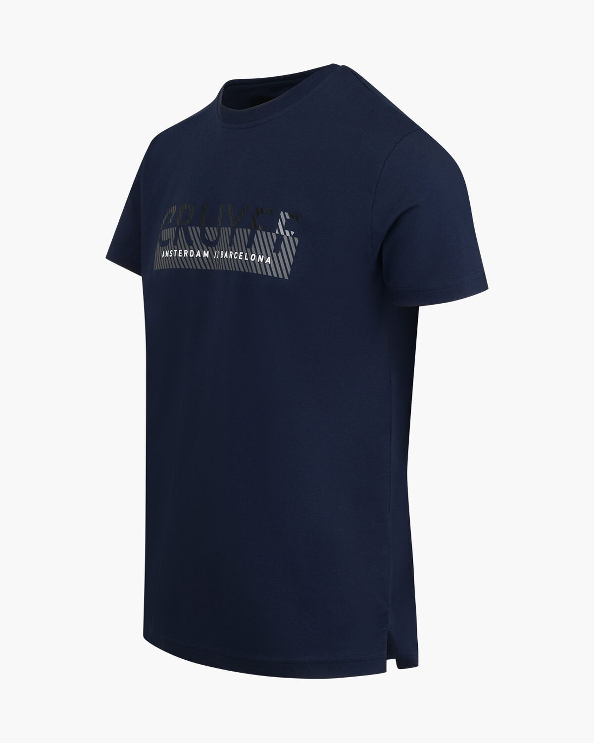 Glossy Chest Print Tee, Navy, hi-res