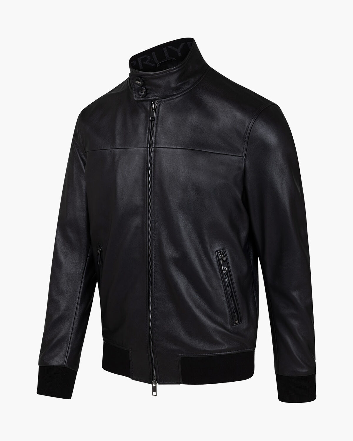 Dante Leather Harrington Jacket, Black, hi-res