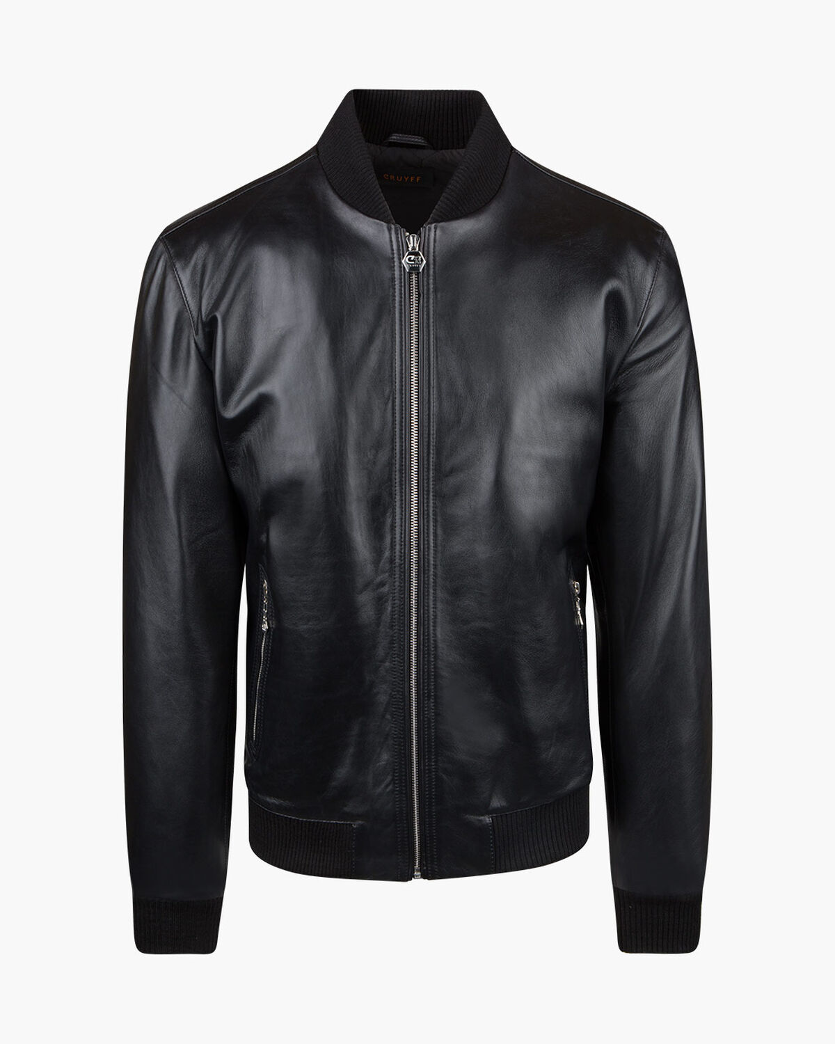 Julio Leather Bomber, Black, hi-res