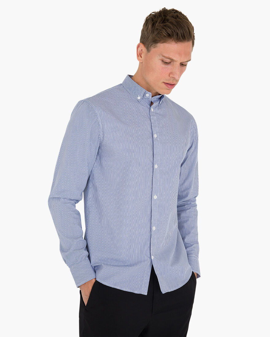 Aragon King Stripe Shirt, Blue/White, hi-res