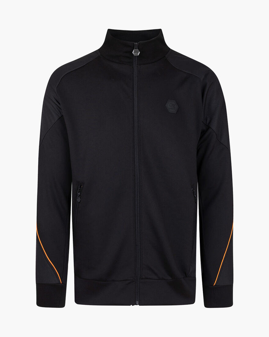 Saul Track Top - Scuba / lightweight crinkle ripst, Black, hi-res