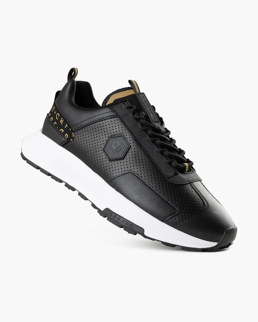 Subutai - Perforated Soft Leather/Tumbled, Black/Gold, hi-res