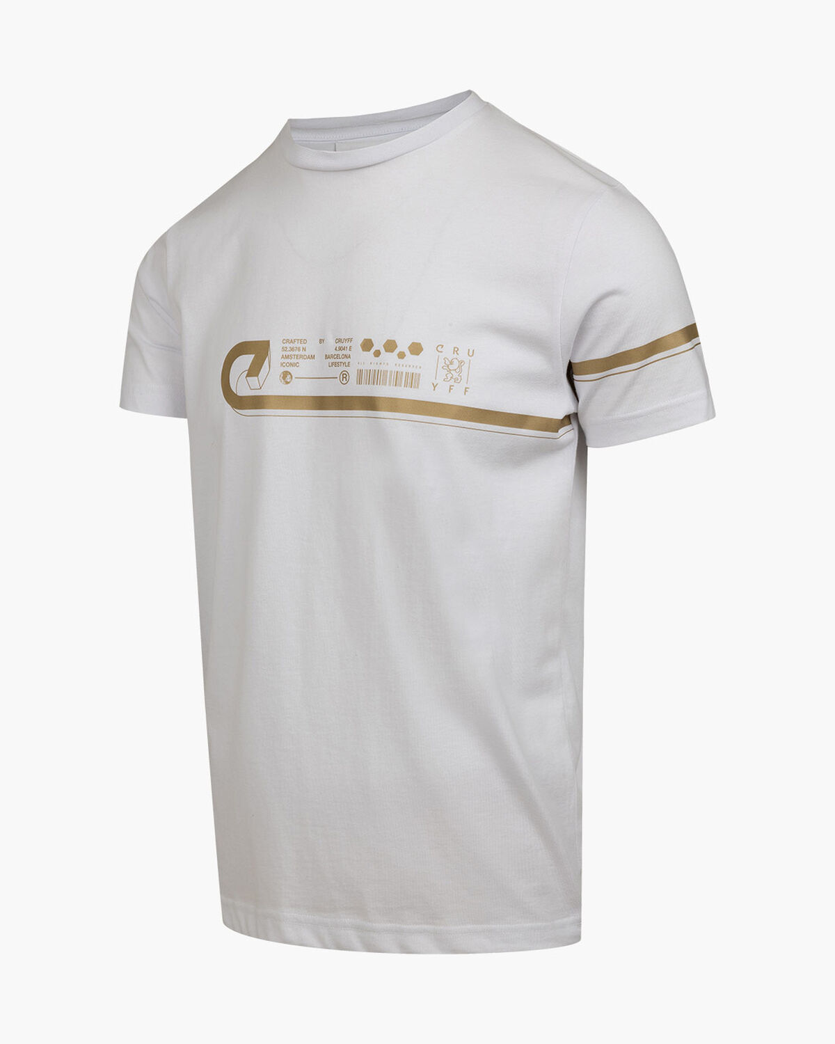 Ezra Tee - 100% Cotton, White/Gold, hi-res